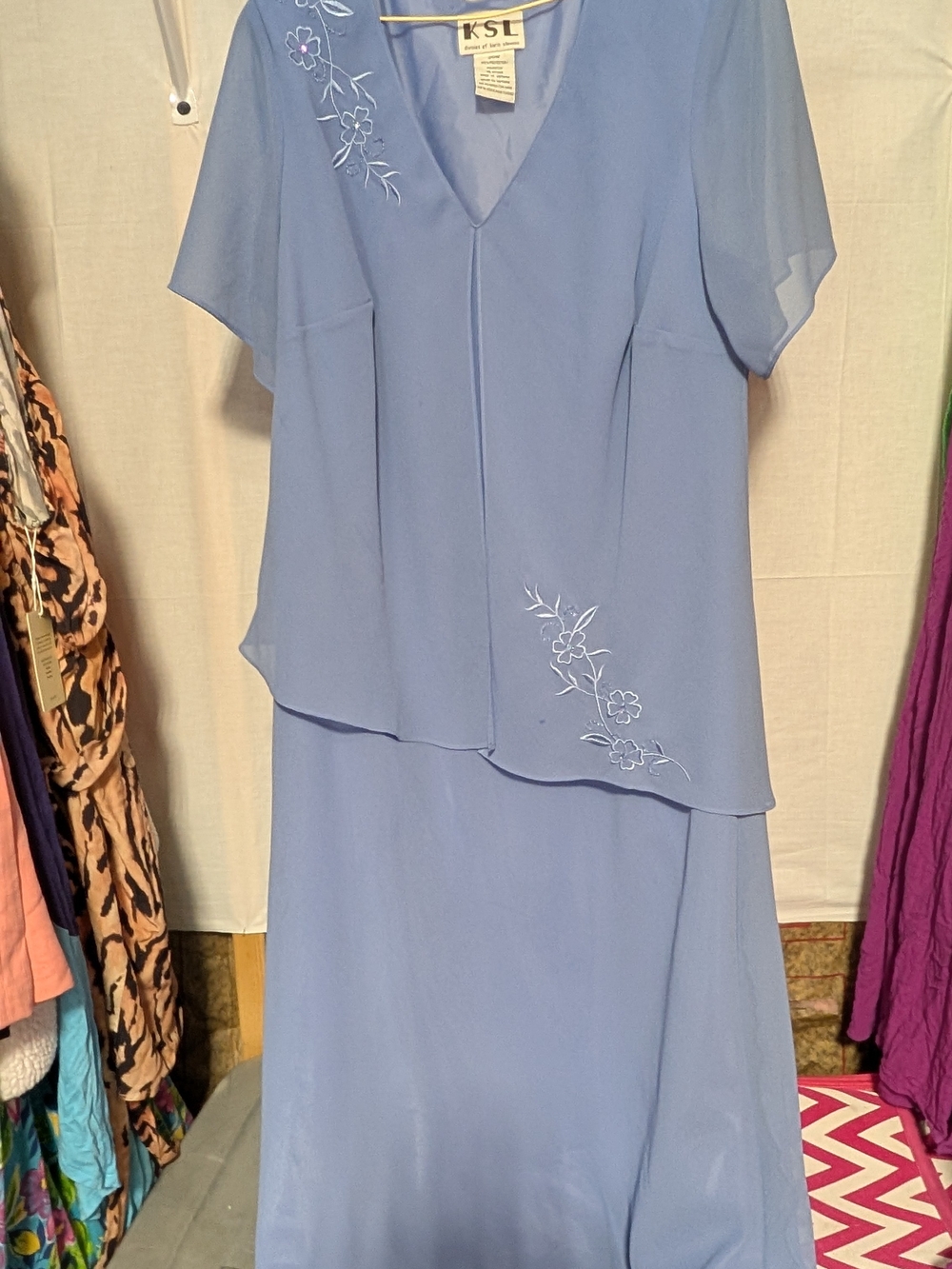 karin stevens Light Periwinkle Blue Embroidered Two-Piece Dress